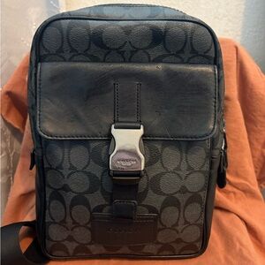 Coach Black and Gray Men's Messenger Bag
